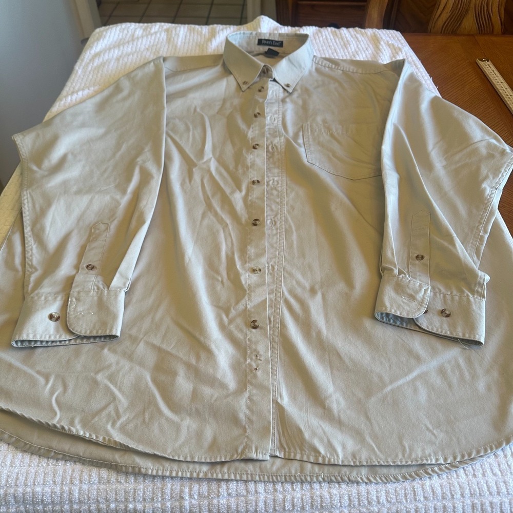 Rivers End  Button Down Shirt Mens XXL Beige Khaki Long Sleeve Work Casual 2XL